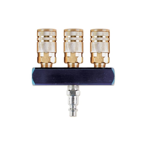 Tinkertools 0.25 x 0.37 in. Automotive Style 3-Way Round Manifold with 3 Couplers, Plug TI2637505 - main